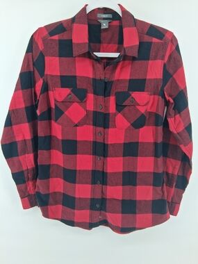 Eddie Bauer Red and Black Buffalo Plaid Button-Down Shirt